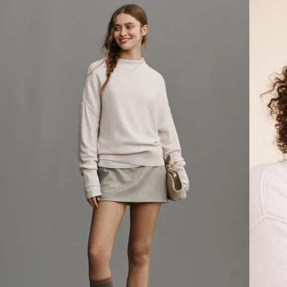 NWOT Pilcro Anthropologie Alani Light Pink Cashmere Sweater- XL - Picture 2 of 12